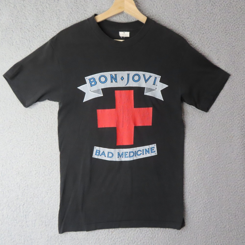 Vintage Bon Jovi Bad Medicine The Boys Are Back Thrashed Band T Shirt USA Medium
